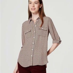 Loft brown blue collared button shirt blouse top 3 for $20